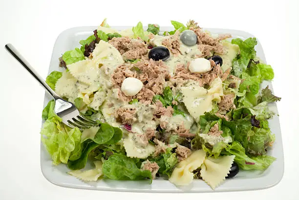 fresh tunafish salad isolated on a white background