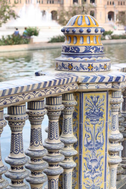 istock fencing in front of the fountain with blue patterned ceramic tiles 1459157182