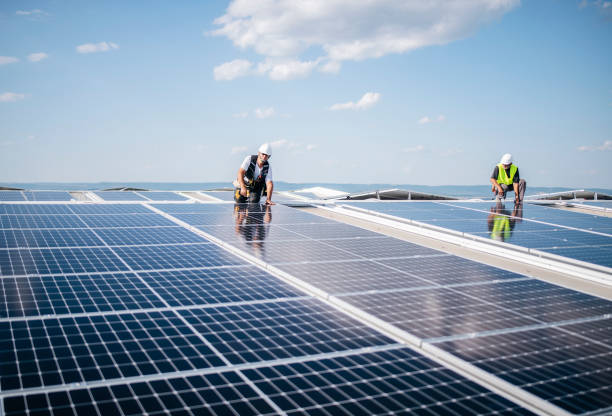 istock Installation of photovoltaic panel system. 1459157520
