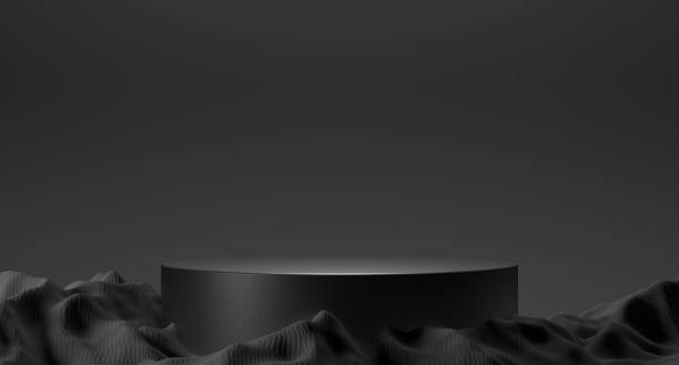 Product podium stage for mockup presentation, modern dark black, background