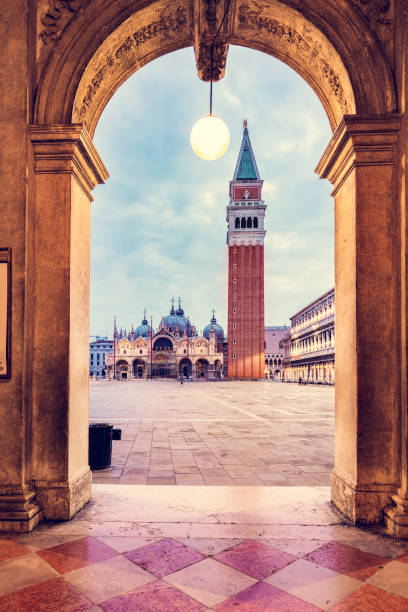 istock Arch columns on Piazza San Marco with basilica in Venice, Italy 1459159870