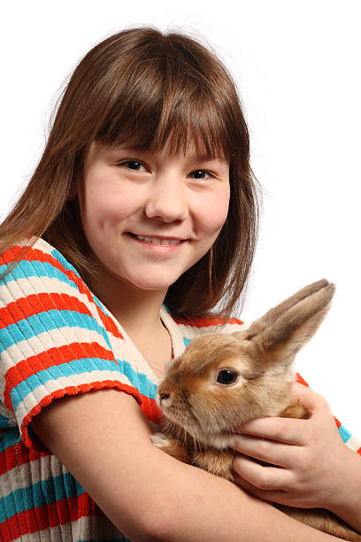 istock Girl with pet rabbit 145916189