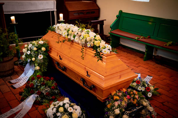 istock floral decoration on coffin and urn 1459163185