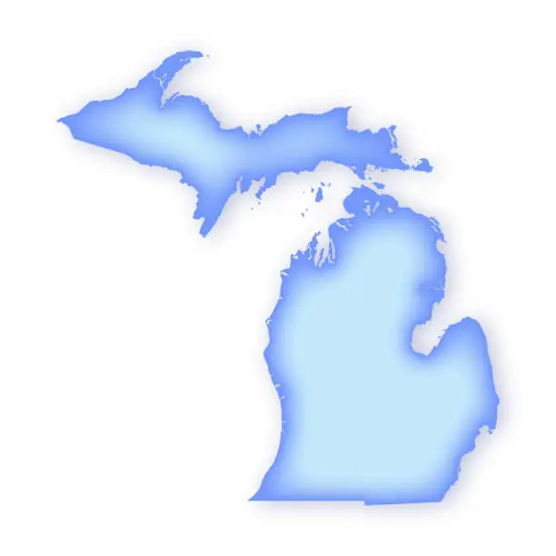 Vector illustration of Michigan Soft Blue Vector Map Illustration