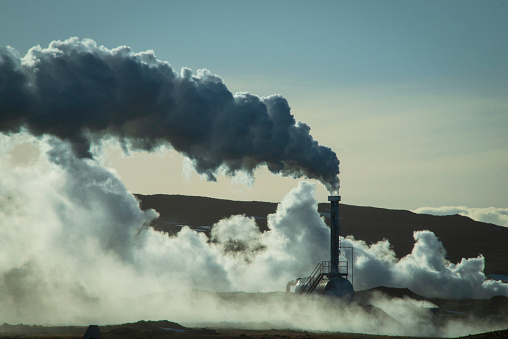 Steam rising from a hot spring on Raykjanes peninsula.