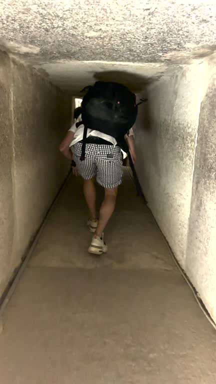 Mid adult man entering in Egyptian Pyramids