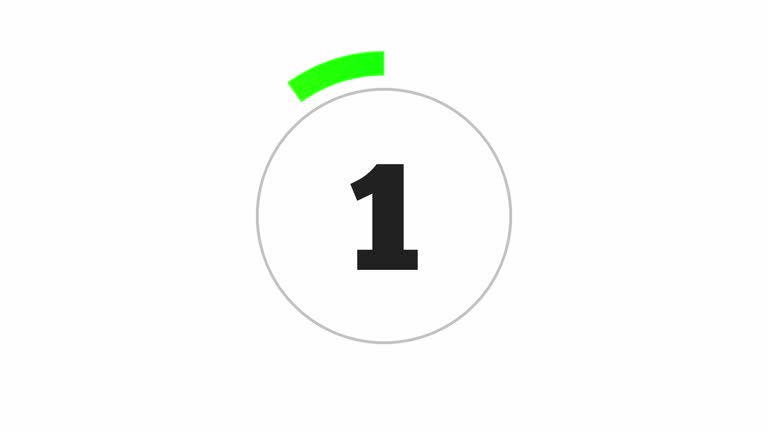 Simple 10 seconds countdown timer. Green and Grey colour on white background