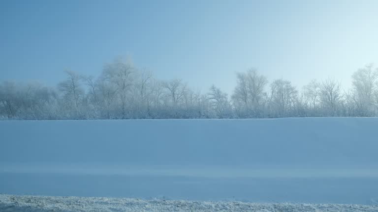 Winter landscape car window