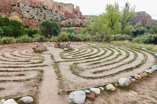 A hand made labyrinth using rocks found in New Mexico culture