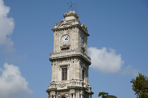 Dolmabahce Clock Tower in Istanbul City, Turkiye