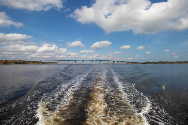 Bridge on the river Sava in Šabac. The coast on the river Sava in Šabac
