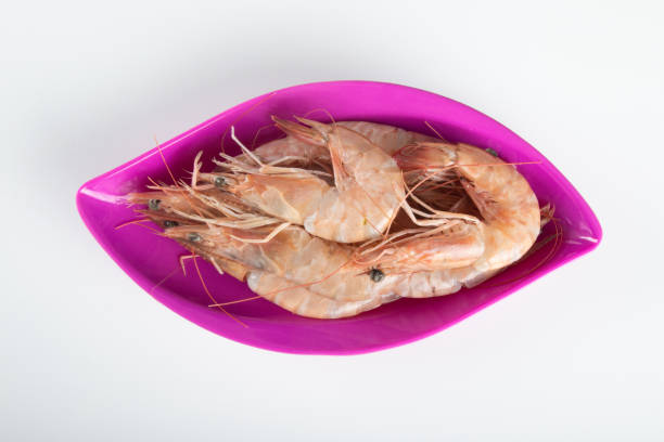View Fresh shrimp in the bowl top view