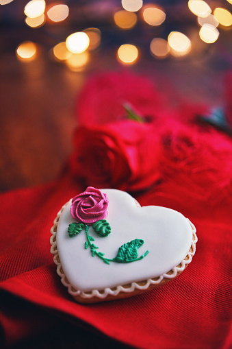 Red and Pink Heart Shaped Cookies with Icing
