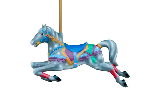 istock Carousel horse isolated on white background 1459178300