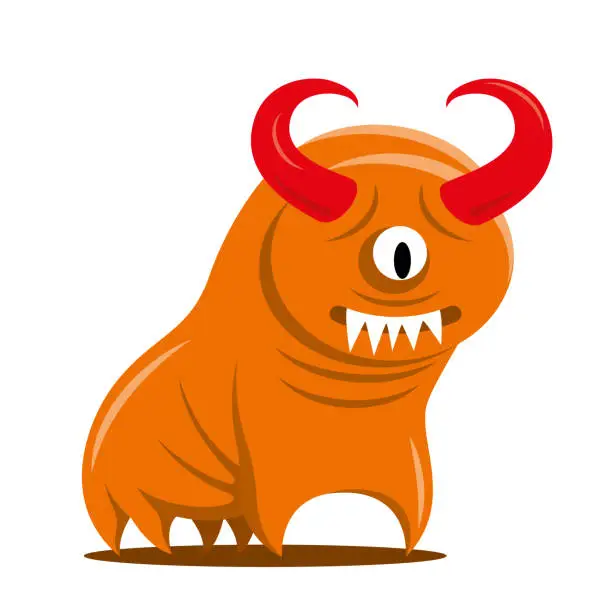 Vector illustration of One-eyed orange monster.