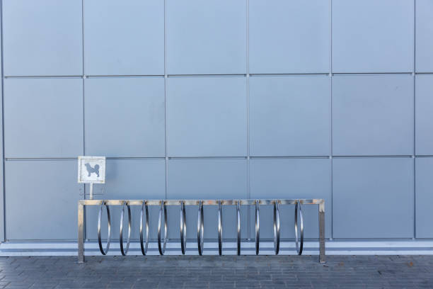 istock Empty parking space for bicycles in front of the store. 1459179037