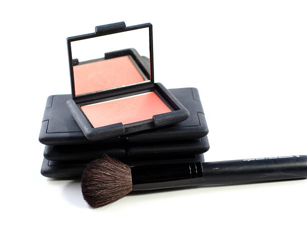 blush makeup with brush stock photo