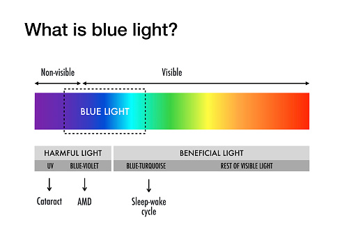Explaining Blue Light How Blue Light Affects The Human Eyes Stock Illustration - Download ...