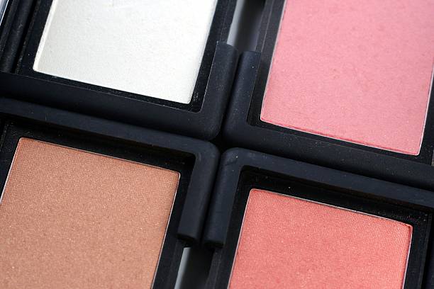 four blush compacts stock photo