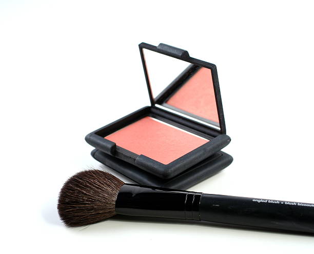 blush makeup with brush stock photo