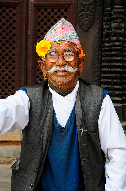 istock Smiling Nepalese senior with traditional costume 145917976