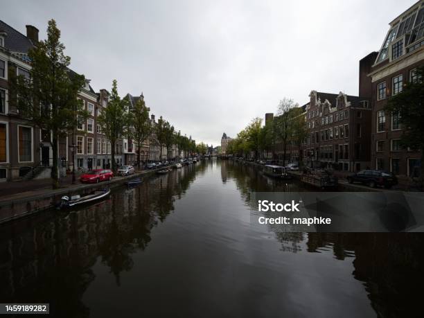 Classic View Of Typical Residential Area Grachten In Central Amsterdam Holland Netherlands Stock Photo - Download Image Now