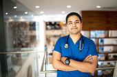 Portrait of mid adult nurse man at hospital