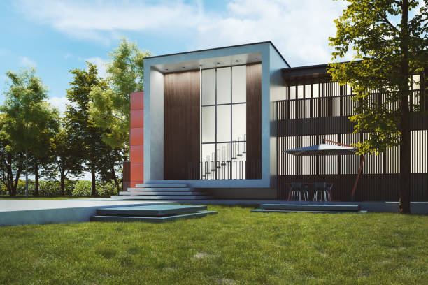 istock Modern house with garden 1459193940