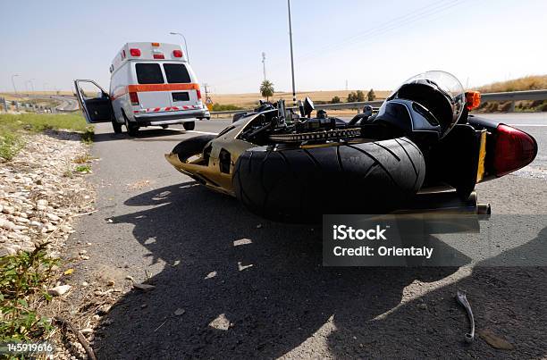 Motorcycle Accident Stock Photo - Download Image Now - Motorcycle, Crash, Misfortune
