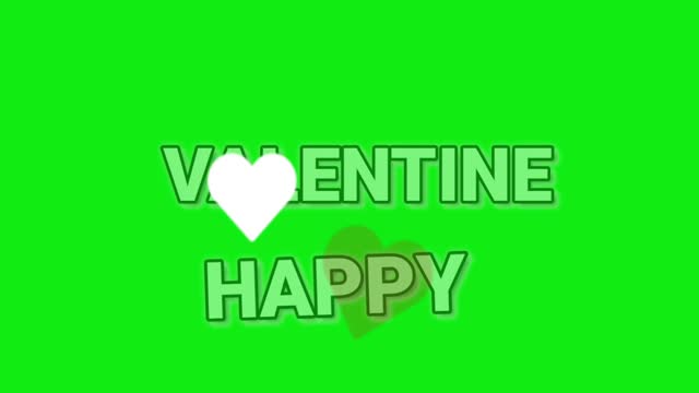 chroma key animated illustration motion word Happy Valentine with heart shape beating and clouds sky background for greeting people we love by email or messaging