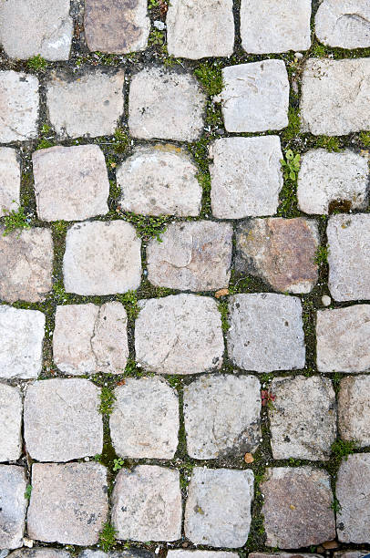 Old cobblestones at a French chateau stock photo