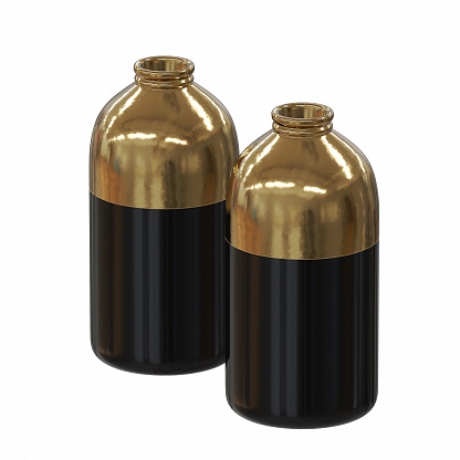 Black and Gold Decor Vases isolated on a background