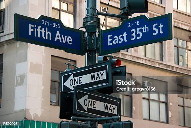 Street Sign At An Intersection In New York City Stock Photo - Download Image Now - Avenue, City, Horizontal