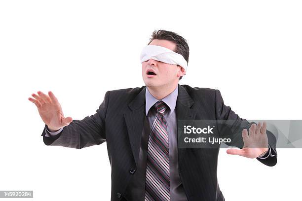 Disoriented Businessman Stock Photo - Download Image Now - Eye, Blindfold, Men