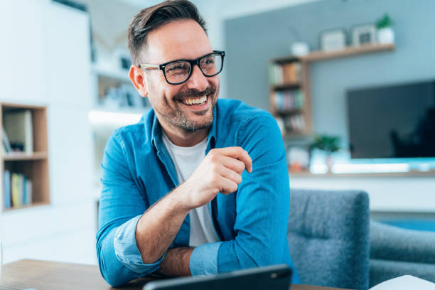 istock Portrait of man at home 1459203407