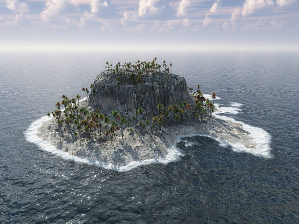 istock Island in ocean 3d illustration 145920384