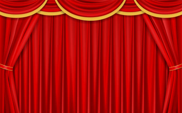 Red drop curtain This red drop curtain is suitable for background stage curtain up stock illustrations