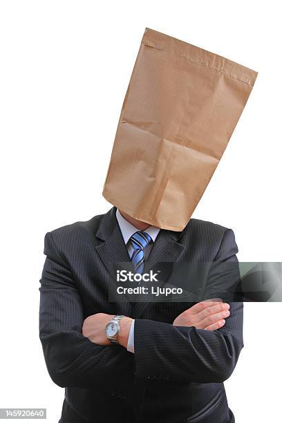 Man With A Paper Bag Stock Photo - Download Image Now - Paper Bag, Covering, Camouflage Clothing