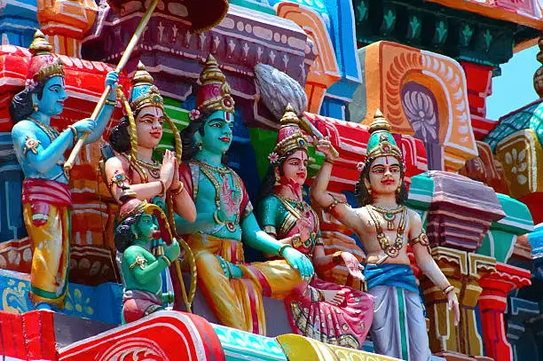 This is the statue of Rama and Sita in the Ramaswami temple in Kumbakonam.