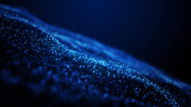 istock Glowing blue particle form on dark background abstract concept stock photo 1459208093