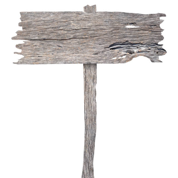 istock Old wooden sign isolated on white background 1459213870