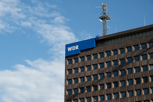 Cologne, Germany - June 29, 2022: A building belonging to the public broadcaster Westdeutscher Rundfunk (West German Broadcasting), WDR.