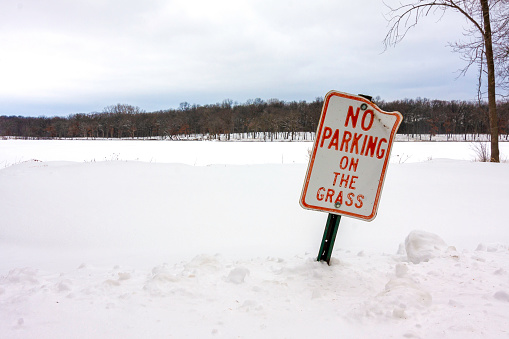 Sign in deep snow warning not to park on the grass :-)