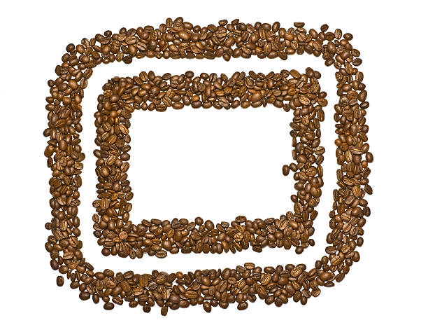 Duplo Moldura de grãos de café - fotografia de stock