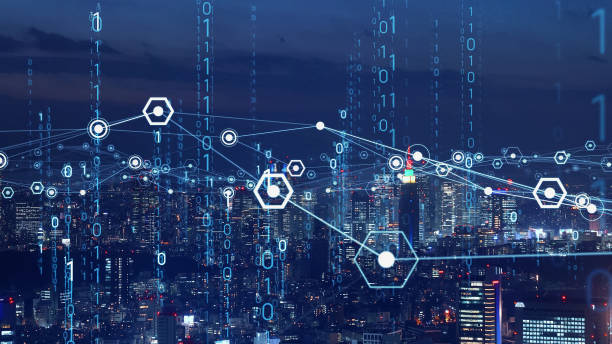 Smart city and communication network concept. 5G. LPWA (Low Power Wide Area). Wireless communication.
