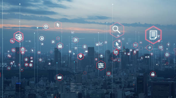 istock Smart city and communication network concept. 5G. LPWA (Low Power Wide Area). Wireless communication. 1459219013