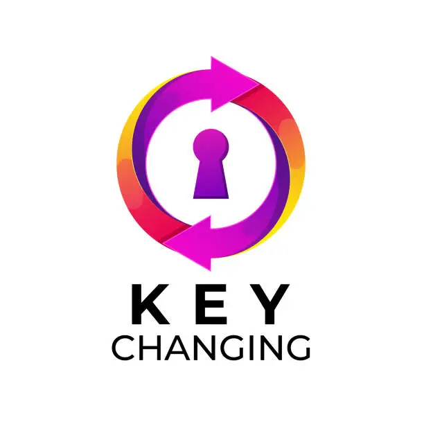 Vector illustration of Key Protection changing design vector