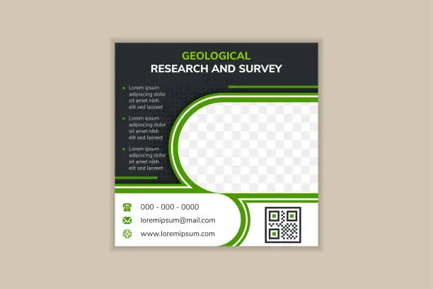 Vector illustration of Geological research and survey social Media Post Template