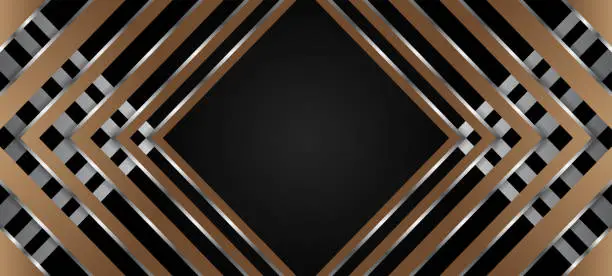 Vector illustration of Vector abstract golden luxury background with geometric graphic elements for poster