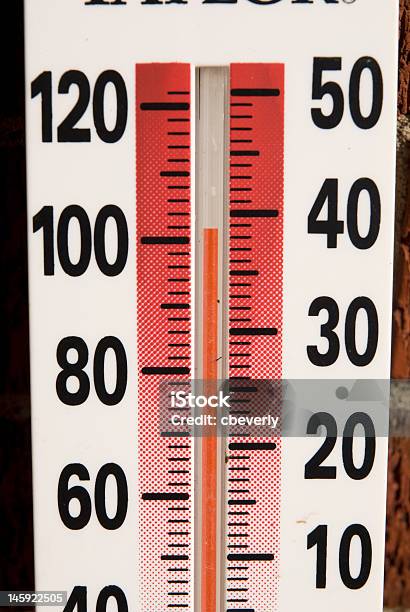 Thermometer Displaying 100 Degrees Stock Photo - Download Image Now - Number 100, Thermometer, Celsius